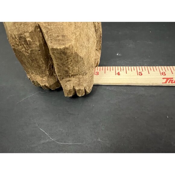 Vintage Rustic Hand Carved Wooden Cat Figurine 7.5" Folk Art Whiskers Primitive - Picture 9 of 10